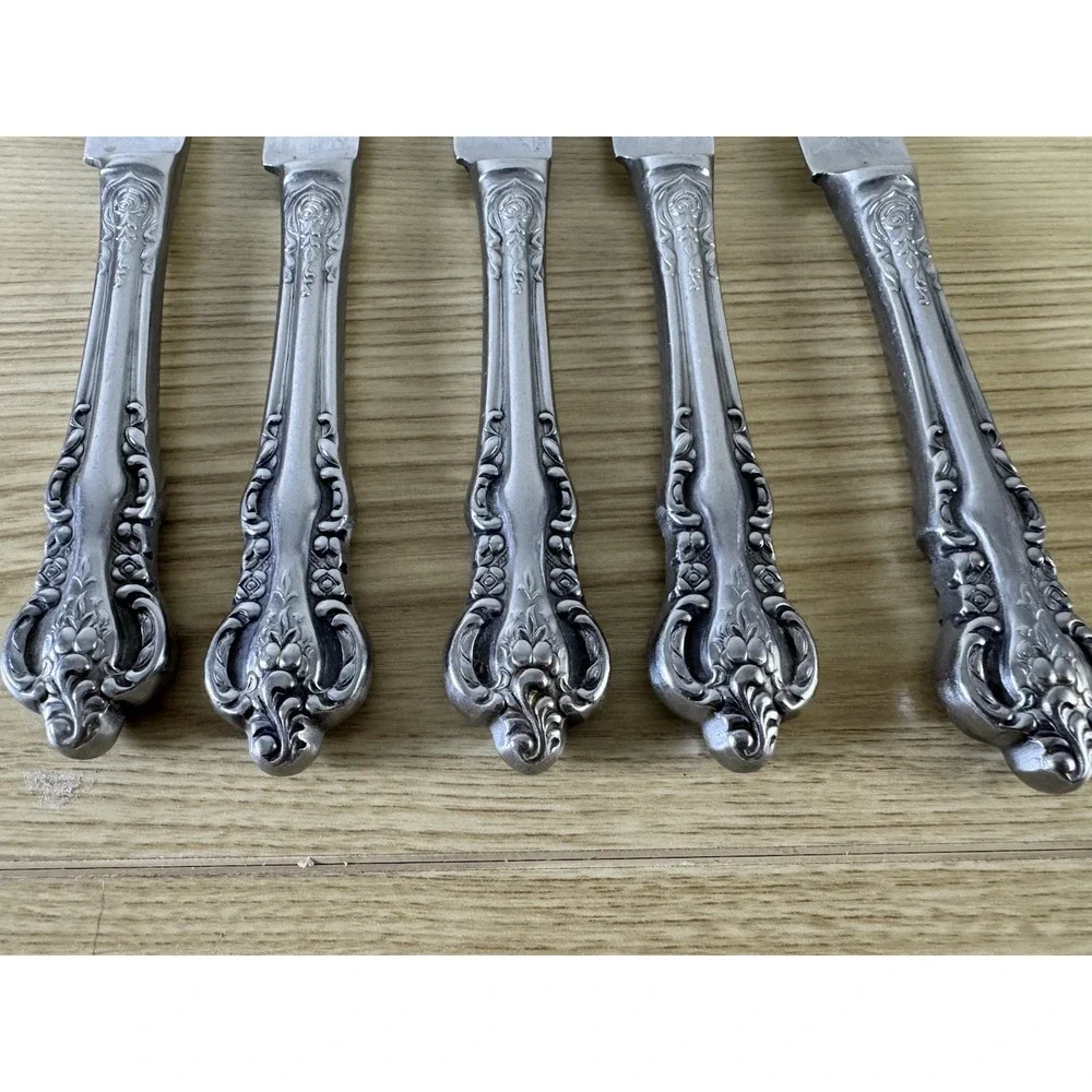 Vintage Stanley Roberts Lady JoAnn  Dinner Knives Set of 5 Stainless Japan